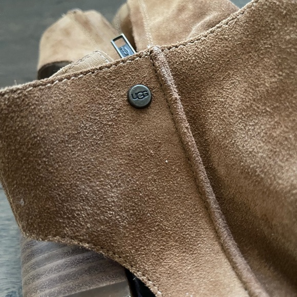 Women’s opened-toed Suede UGG heeled boot. Gently worn. WMNS size 9. - Picture 5 of 7